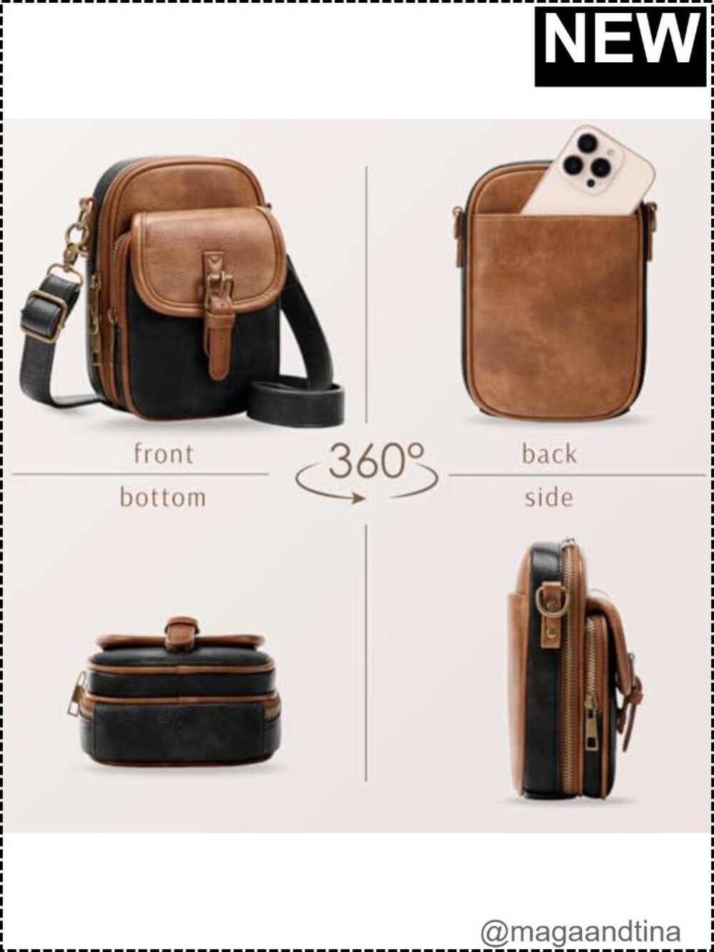 Vintage Mini Crossbody Phone Purse for Women, Vegan Leather Wallet Pouch with - Picture 5 of 6